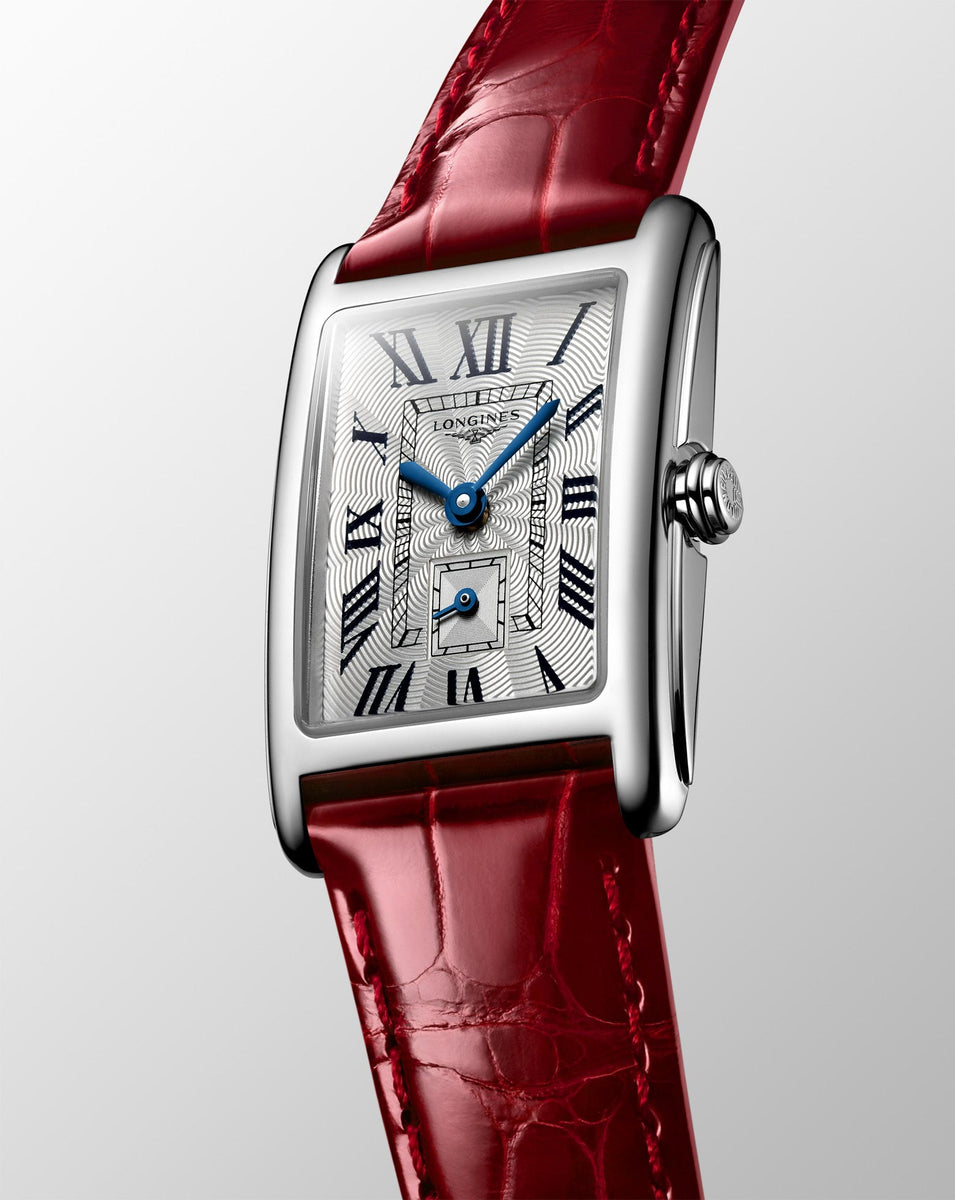 Longines Dolcevita Silver Dial Red Leather Watch