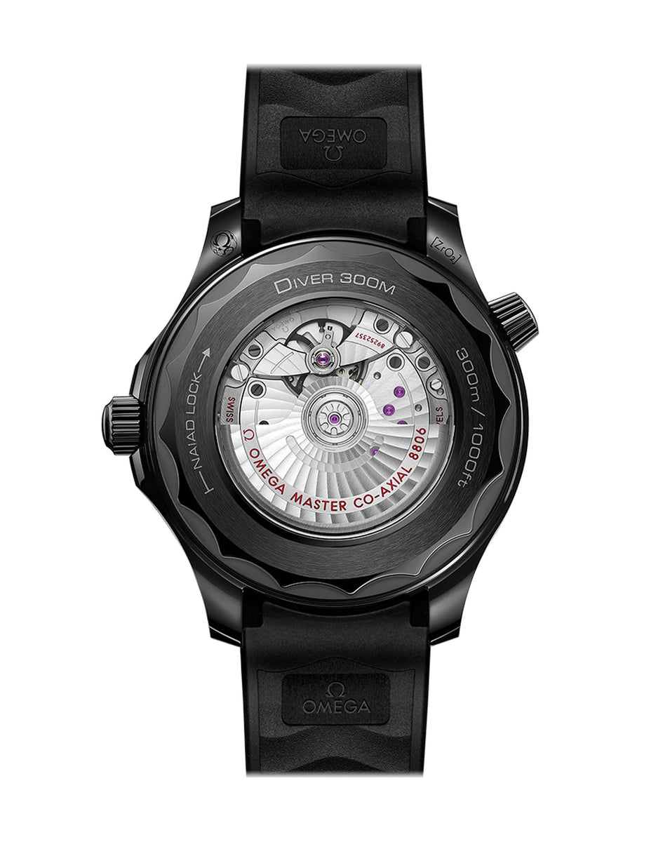 OMEGA Seamaster Diver 300M Co‑Axial Master Chronometer Black Black Black Ceramic Case, Black Dial, Black Rubber Strap