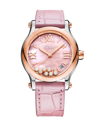 Chopard Happy Sport Auto 36mm, Rose Gold, Pink Dial, Leather