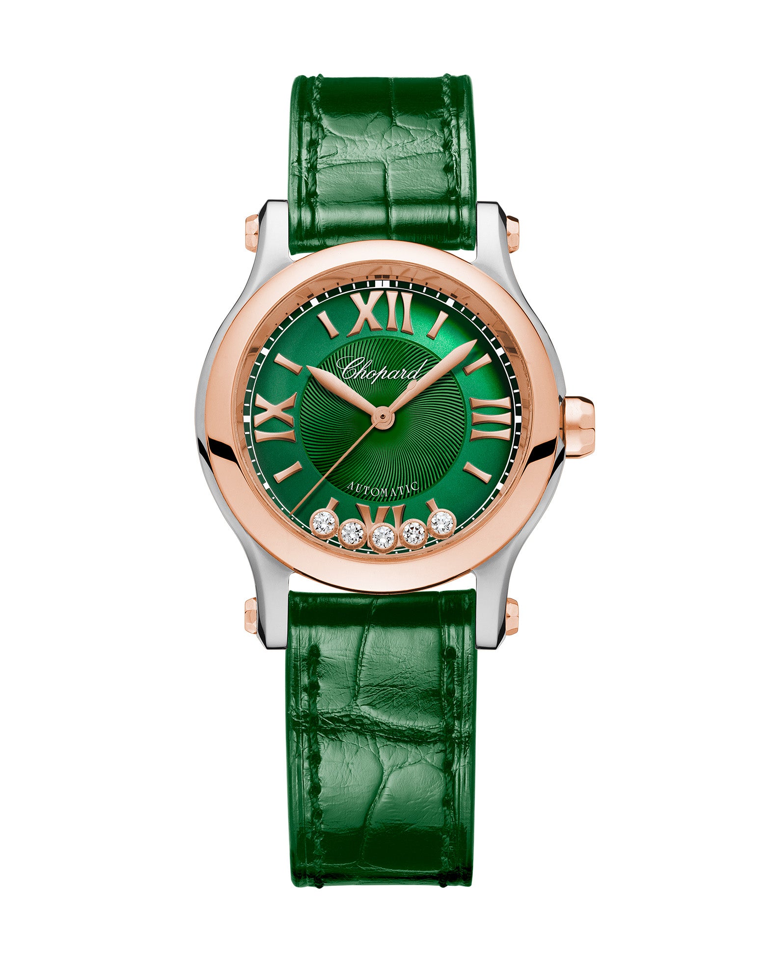 Chopard Happy Sport Automatic 30mm Rose Gold Green Dial Green Leather Strap