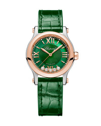 Chopard Happy Sport Auto 30mm, Rose Gold, Green Dial, Leather