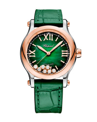 Chopard Happy Sport Automatic 36mm, Rose Gold, Green Dial, Green Leather Strap