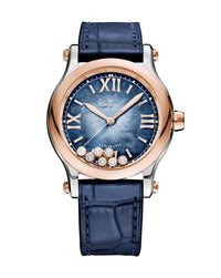 Chopard Happy Sport Auto 36mm, Rose Gold, Blue Dial, Leather