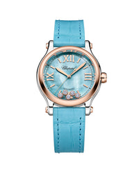 Chopard Happy Sport, 33mm, Turquoise textured Mother-of-Pearl Dial, Alligator strap