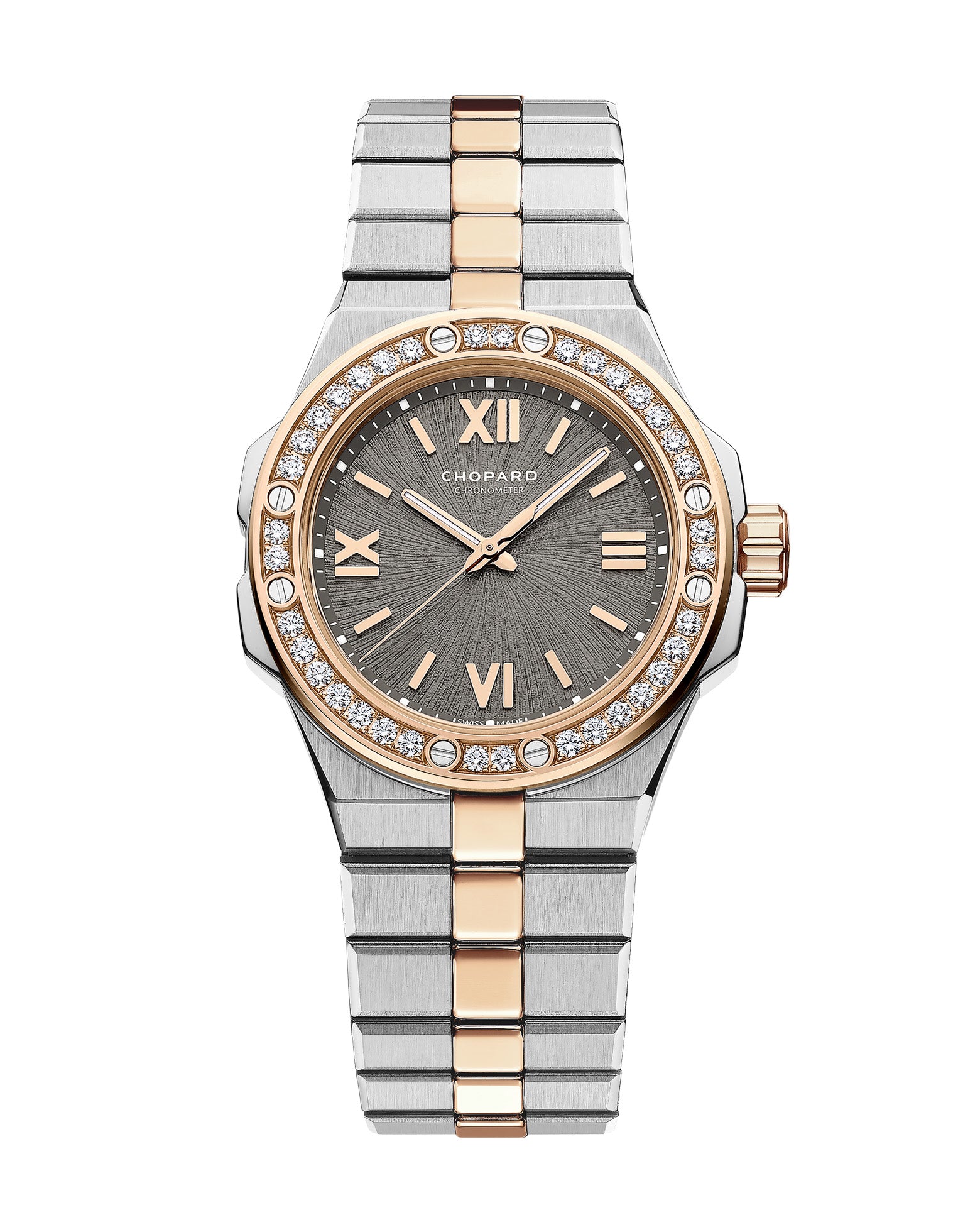 Chopard Alpine Eagle 33mm, Rose Gold, Diamonds, White Gold Strap