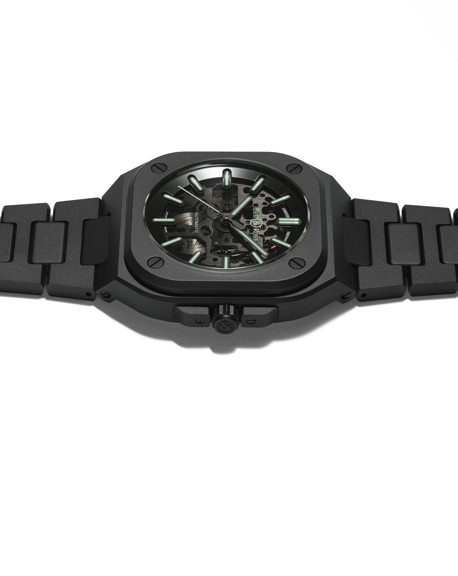 Bell & Ross BR 05 SKELETON BLACK LUM CERAMIC 41mm, Black Ceramic Case, Skeletonised Dial, Ceramic Bracelet