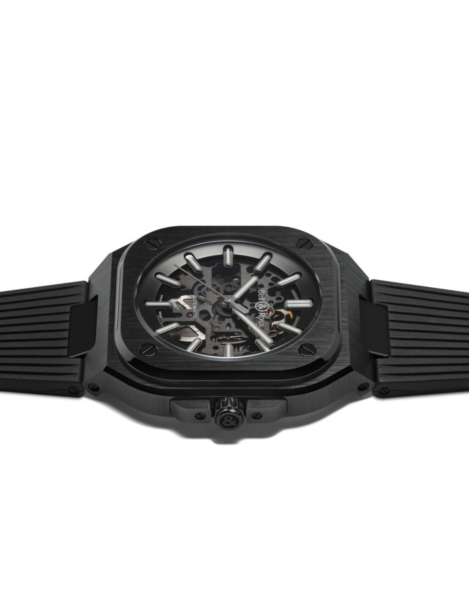 Bell & Ross BR 05 SKELETON BLACK CERAMIC 41mm, Black Ceramic Case,Skeletonised Dial, Black Rubber Strap