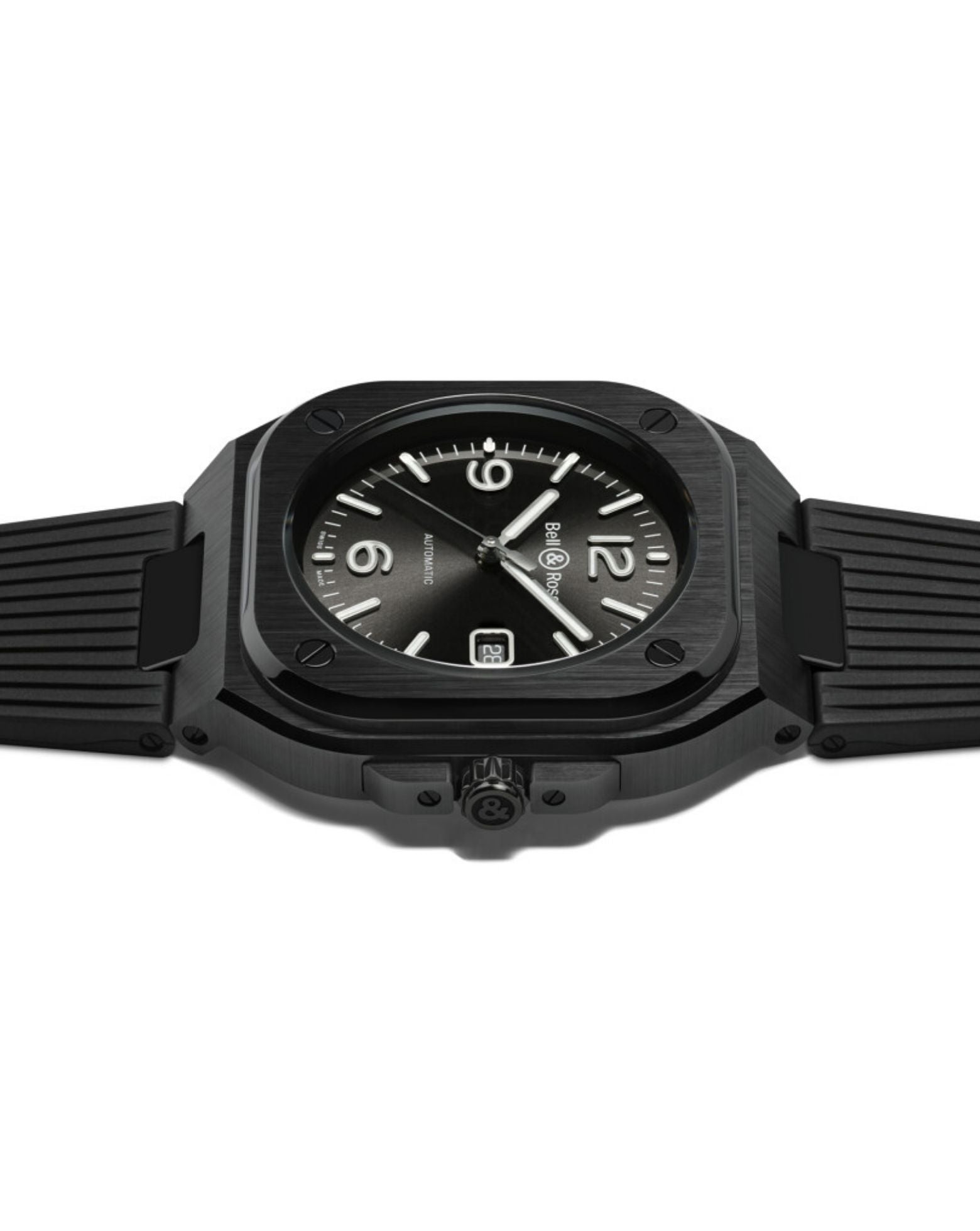 Bell & Ross BR 05 BLACK CERAMIC 41mm, Black Ceramic Case, Black Dial, Black Rubber Strap
