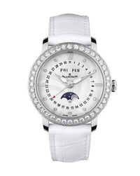 Blancpain Ladybird Quantième Complet 35mm, Steel Case, White Dial, White Leather Strap