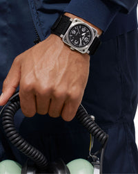 Bell & Ross BR 03 BLACK STEEL 41mm, Satin-Polished Steel Case, Black Dial, Black Rubber Strap