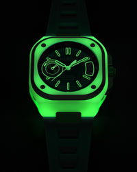 Bell & Ross BR-X5 GREEN LUM 41mm, Multi-component Case, Matt black Dial, Black Rubber Strap