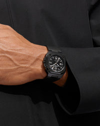 Bell & Ross BR 05 BLACK CERAMIC 41mm, Black Ceramic Case, Black Dial, Black Rubber Strap