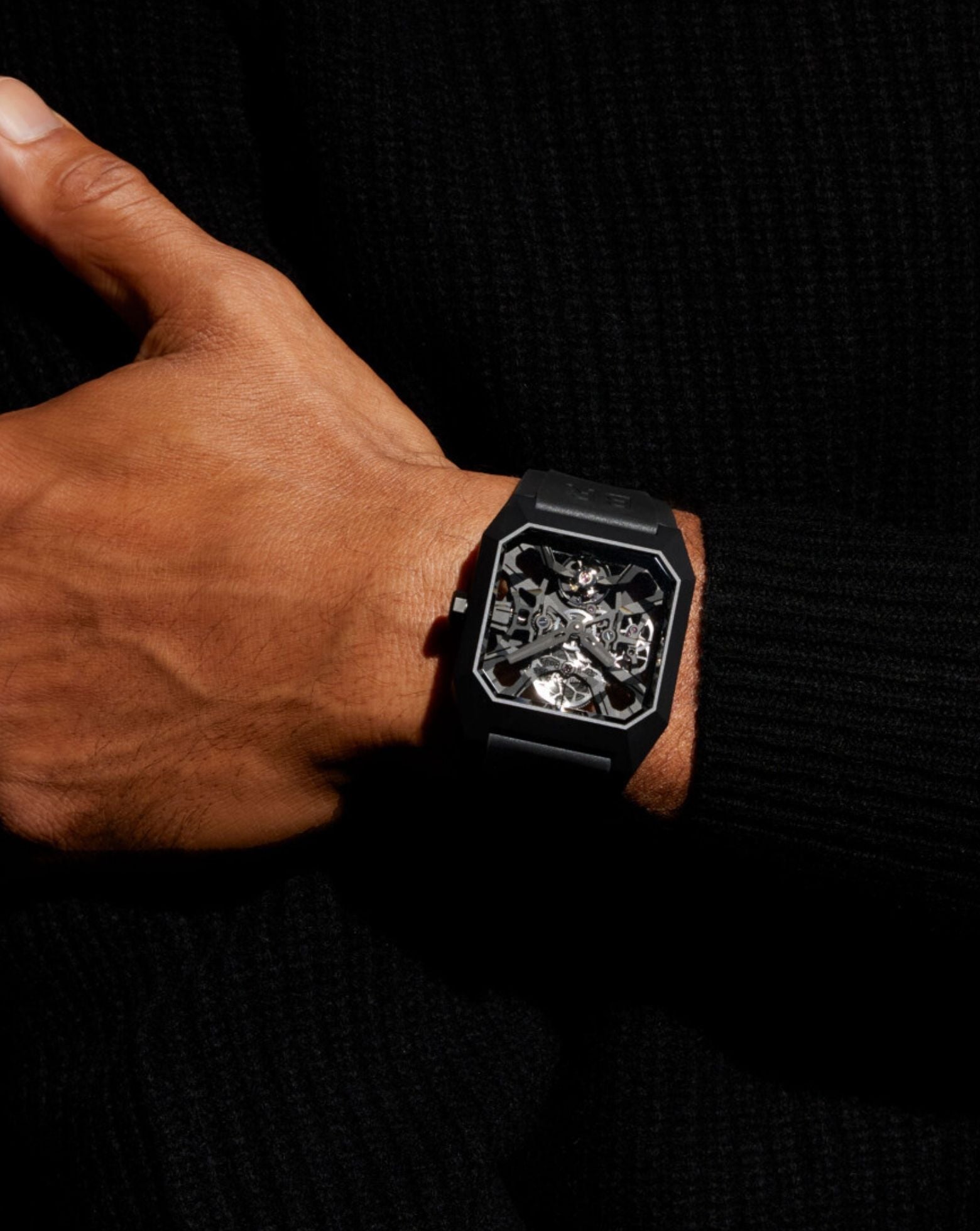 Bell & Ross BR 03 CYBER CERAMIC 42mm, Black Ceramic Case, Skeletonised Dial, Black Rubber Strap