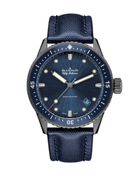 Blancpain Fifty Fathoms Bathyscaphe 43.6mm, Ceramic Case, Blue Dial, Blue Canvas Strap