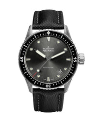 Blancpain Fifty Fathoms Bathyscaphe 43mm, Steel Case, Grey Dial, Black Canvas Strap