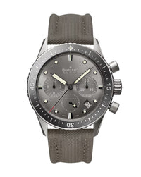 Blancpain Fifty Fathoms Bathyscaphe Chronographe Flyback 43mm, Titanium Case, Grey Dial, Grey Canvas Strap