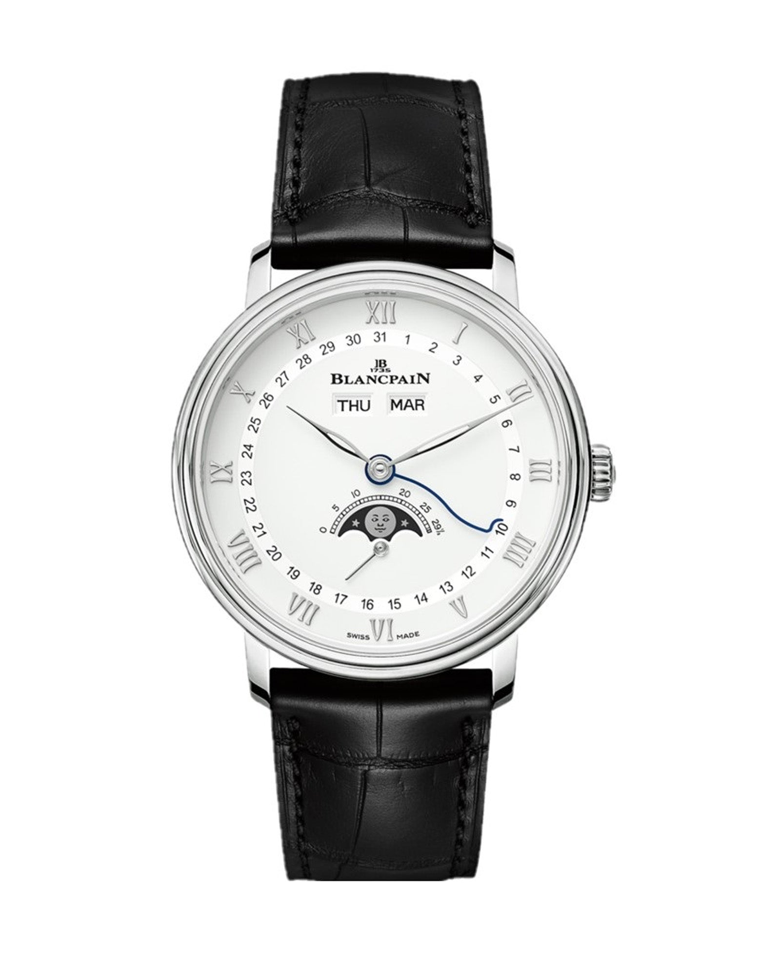 Blancpain Villeret Quantième Complet 38mm, Steel, White Dial