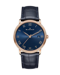 Blancpain Villeret Ultraplate 40mm, Red Gold Case, Blue Dial, Blue Leather Strap