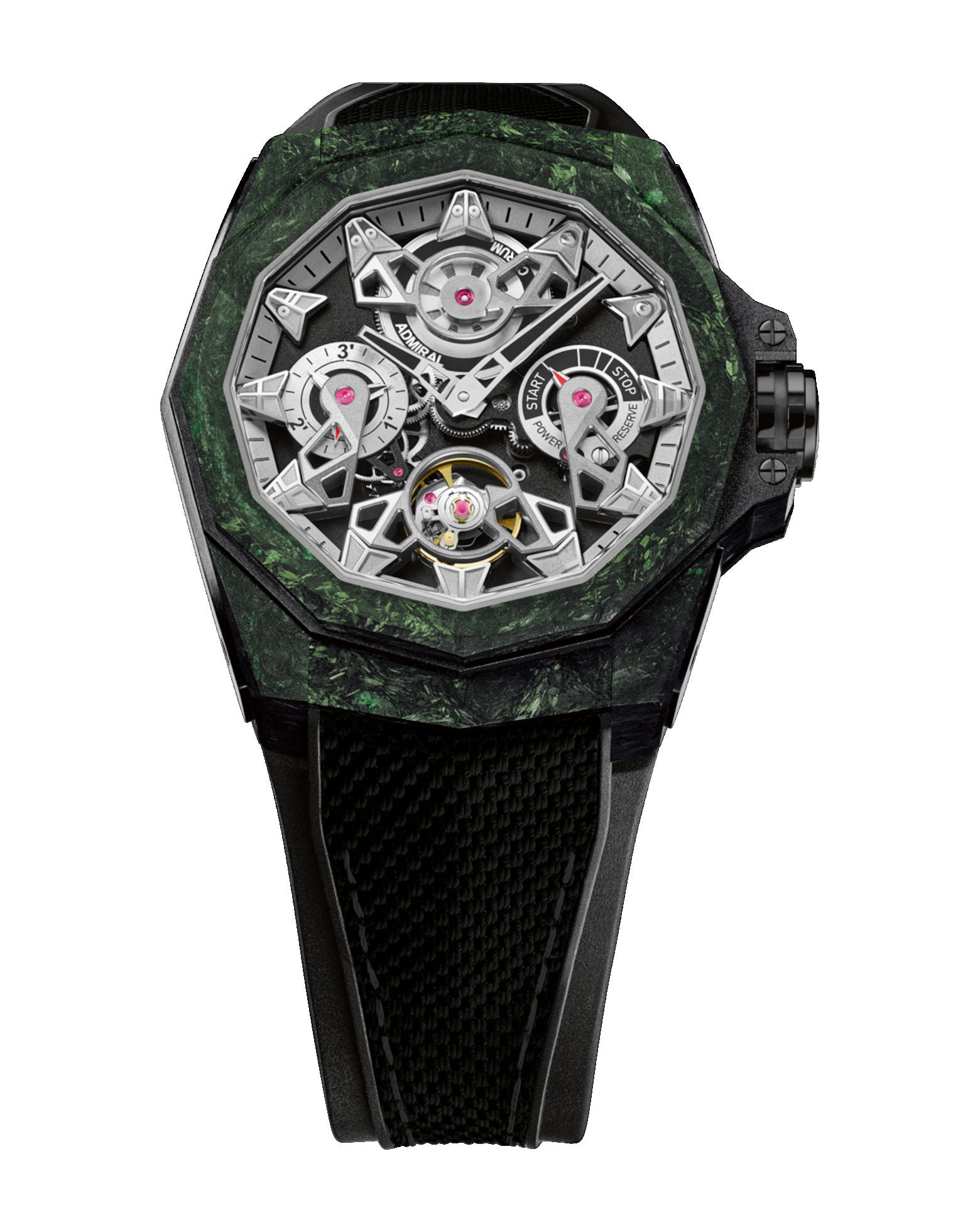 cortina Corum Admiral 45 Openworked Automatic Luminescent Carbon Stainless Steel With black PVD treatment Triple Folding Clasp
