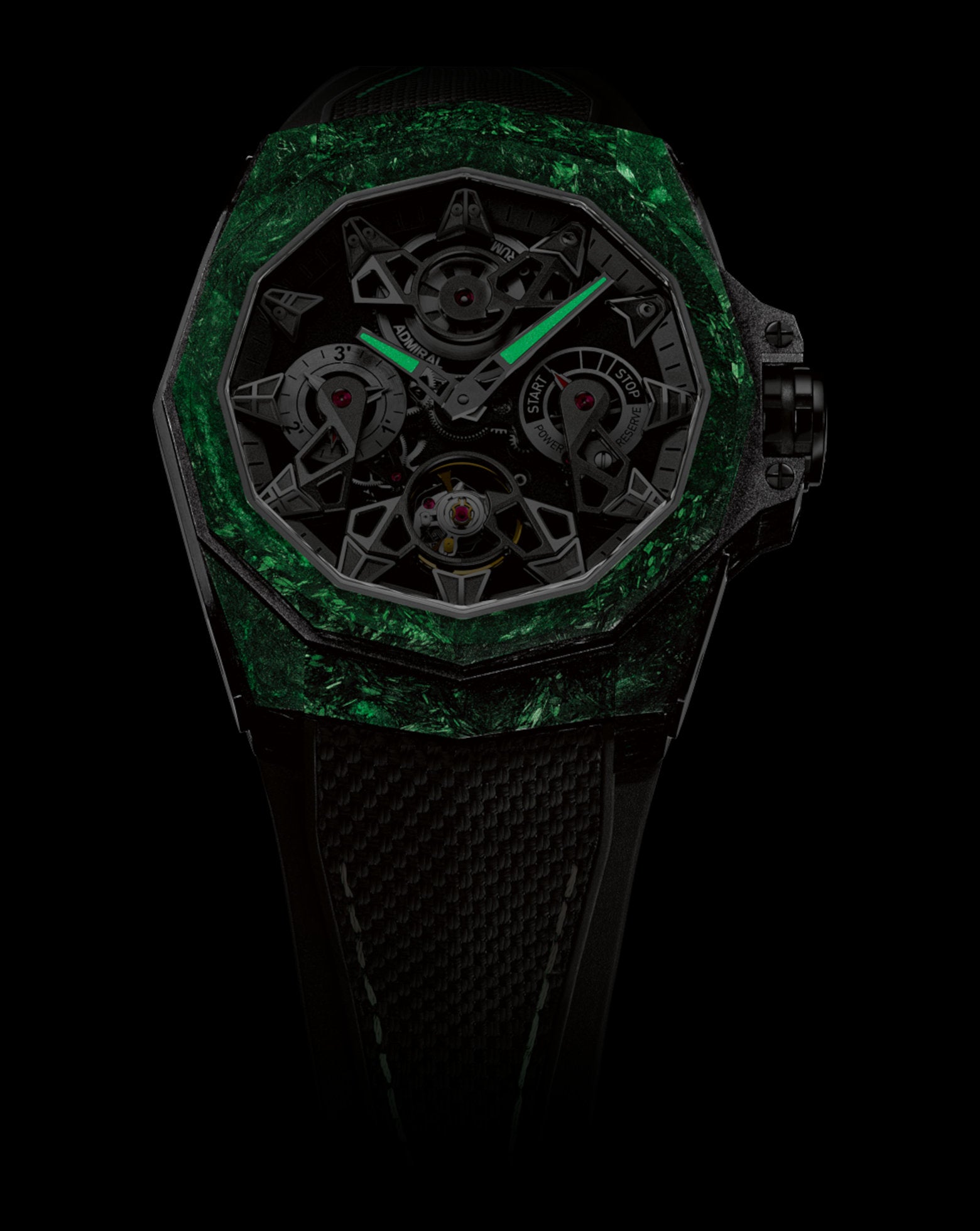 Corum Admiral 45 Openworked Automatic Luminescent Carbon, Stainless Steel With black PVD treatment Triple Folding Clasp