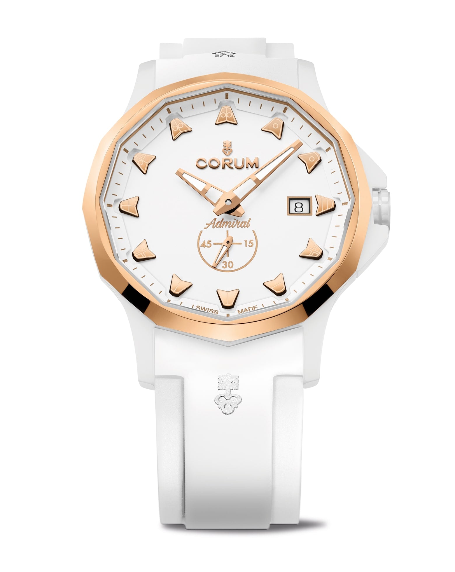 Corum Admiral 42 Automatic, Sunray White Dial, White Ceramic Case, Stainless Steel