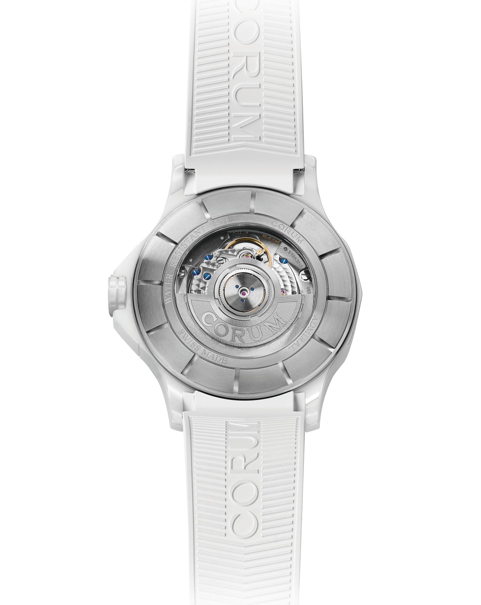Corum Admiral 42 Automatic, Sunray White Dial with Color Splash, White Ceramic Case & Bezel, Stainless Steel