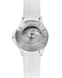 Corum Admiral 42 Automatic, Sunray White Dial with Color Splash, White Ceramic Case, 18K Rose Gold Bezel, Stainless Steel