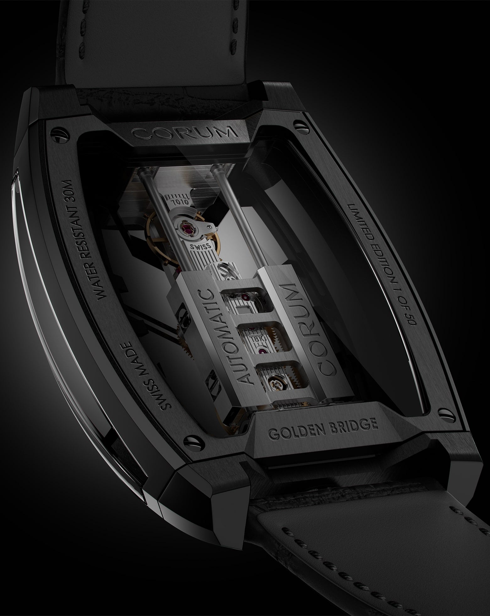 Corum Golden Bridge Avant-Garde Automatic, Titanium Case with Black DLC Treatment & Triple Folding Clasp