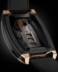 Corum Golden Bridge Avant-Garde Automatic, Titanium With Black Dlc Treatment Case, 18K Rose Gold Horns And Crown, 72 Diamonds, Titanium With Black Dlc Cover In 18K Rose Gold Triple Folding Clasp