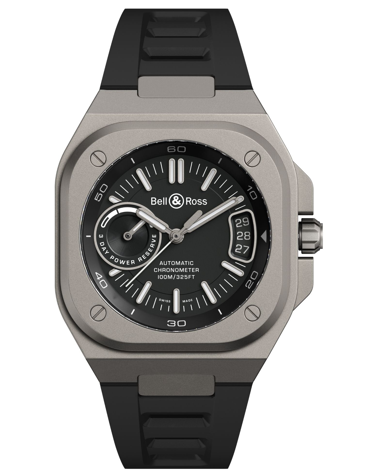 Bell & Ross BR-X5 BLACK TITANIUM 41mm, Microblasted Titanium Case, Black Dial, Black Rubber Strap