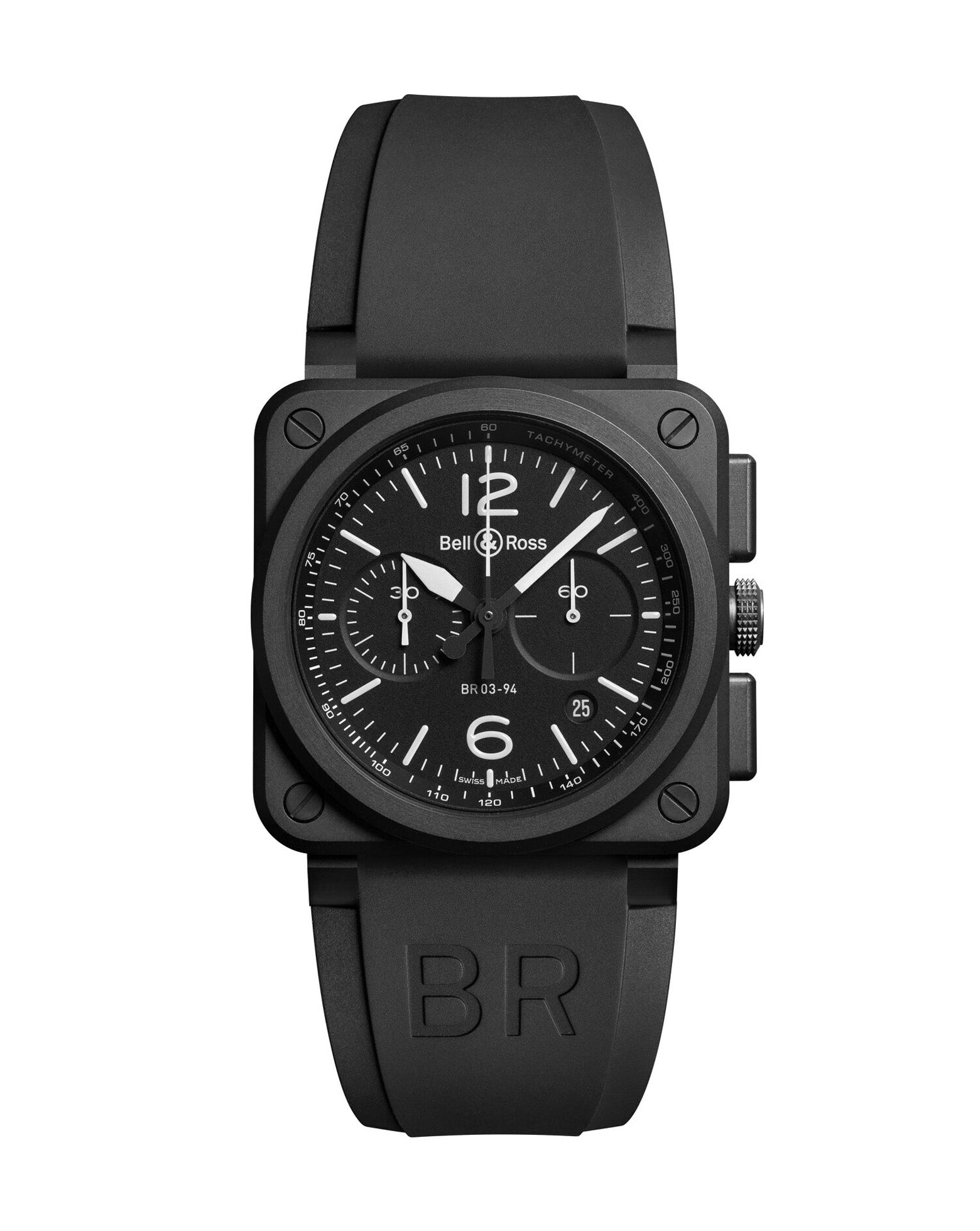 Bell & Ross BR 03-94 Black Matte 42mm, Black Ceramic Case, Black Dial, Black Rubber Strap