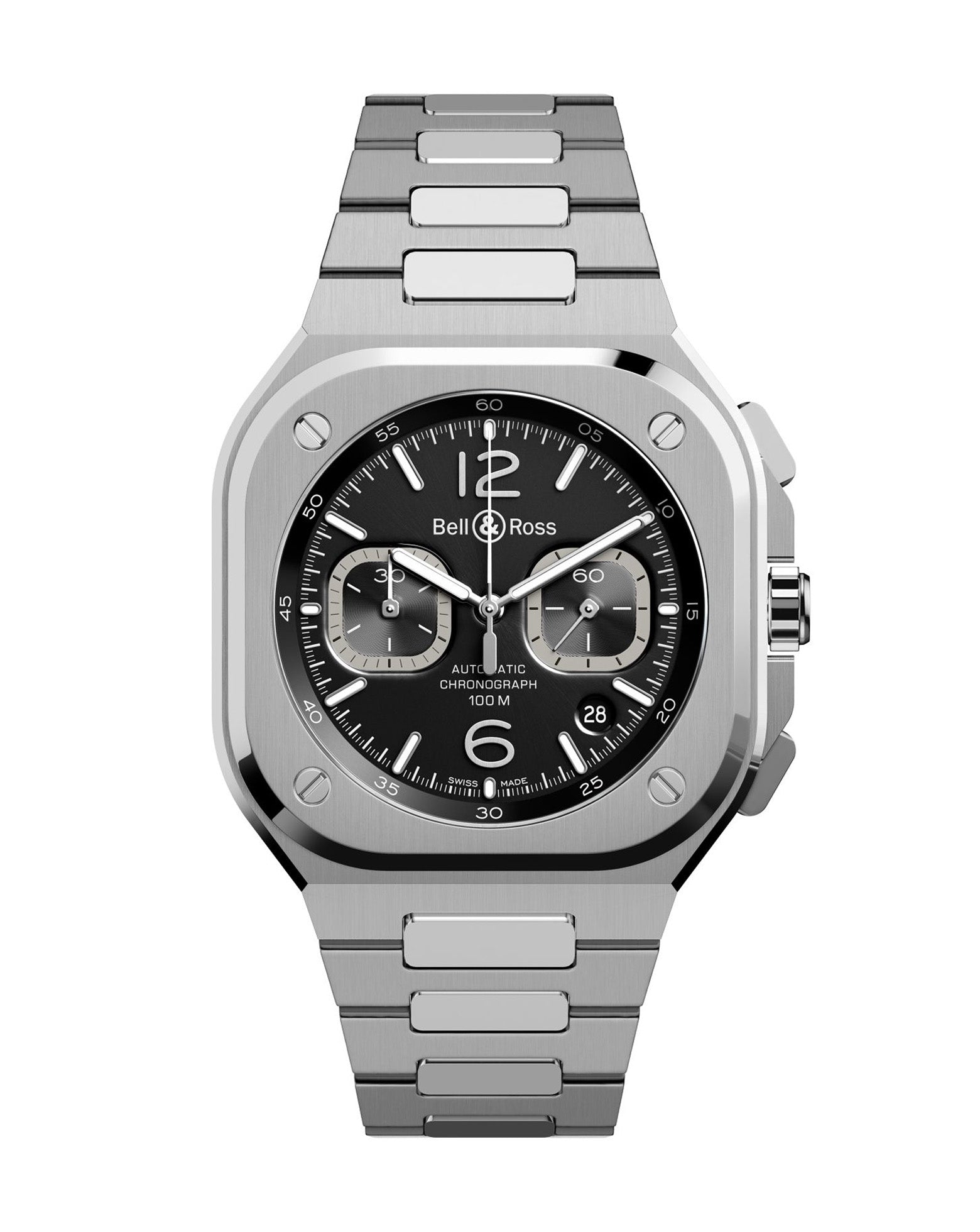 Bell & Ross BR 05 Chrono Black Steel 42mm, Steel Case, Black Dial