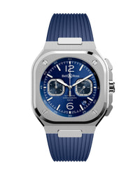 Bell & Ross BR 05 Chrono Blue Steel 42mm, Steel Case, Blue Dial, Blue Rubber Strap