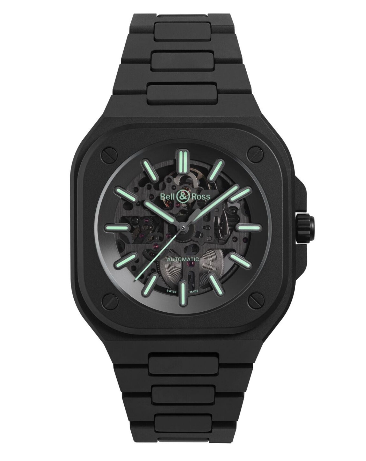 Bell & Ross BR 05 SKELETON BLACK LUM CERAMIC 41mm, Black Ceramic Case, Skeletonised Dial, Ceramic Bracelet
