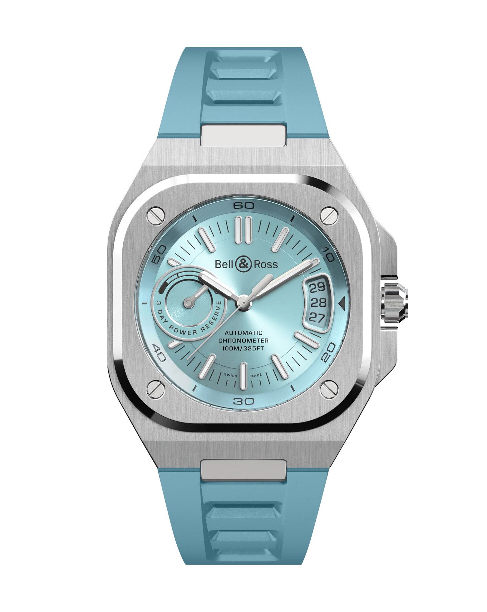 Bell & Ross BR-X5 Ice Blue Steel 41mm, Steel Case, Ice Blue Dial, Ice Blue Rubber Strap