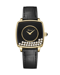 Chopard Happy Diamonds Heritage 34mm, 18-Carat Ethical Yellow Gold, Onyx Dial, Black Alligator Leather Strap