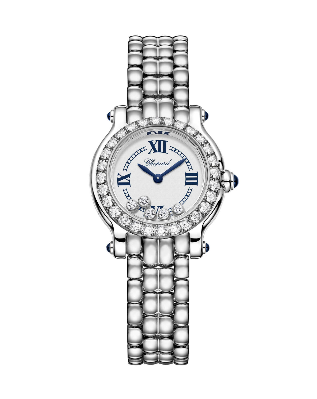 Chopard Happy Sport The First 26mm, Lucent Steel, Silver Dial, Bracelet, Lucent Steel & Diamonds Bezel