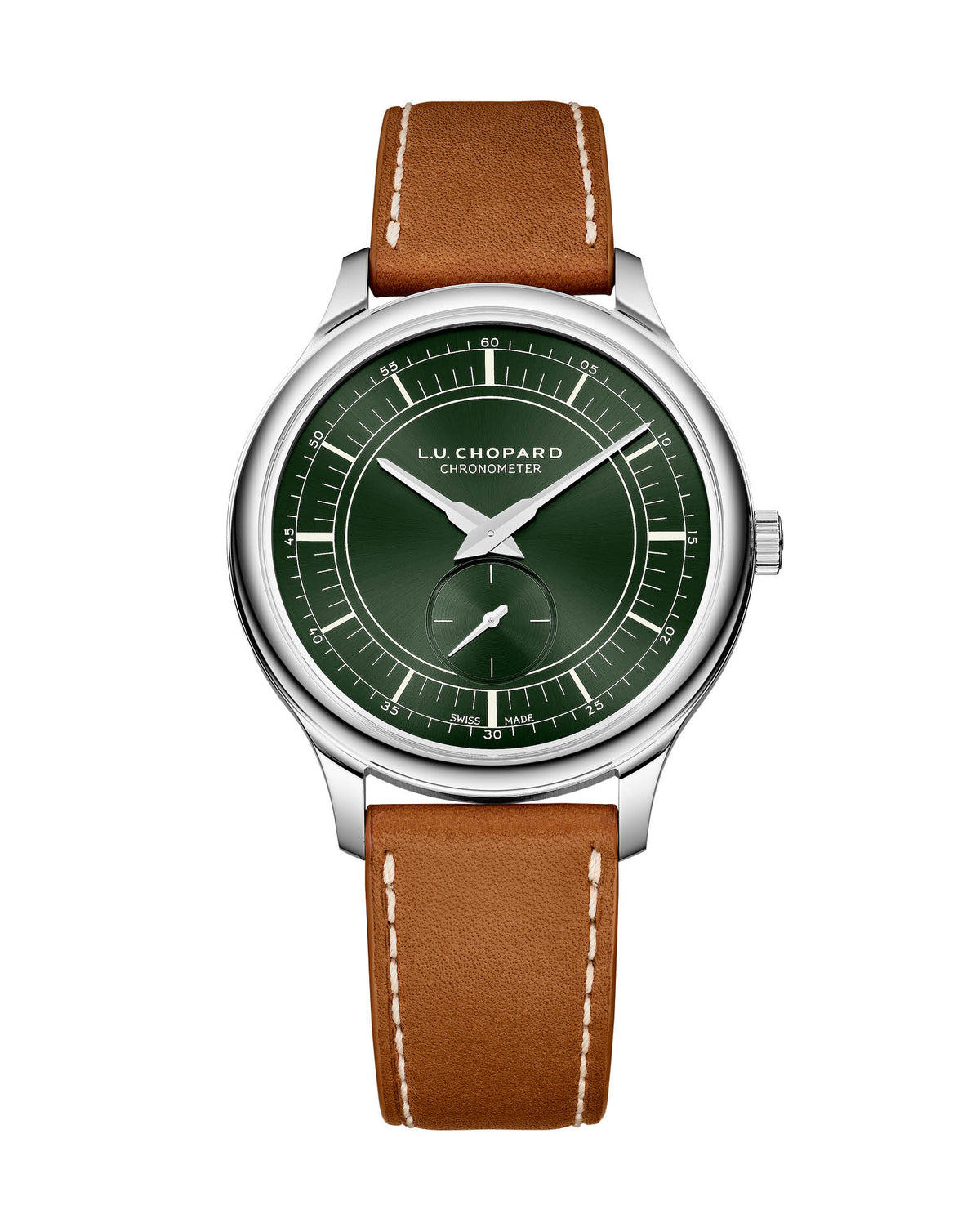 Chopard L.U.C XPS Forest Green 40mm, Lucent Steel, Green Dial, Brown Calfskin (Matt) with Hand Sewn Ecru Seam