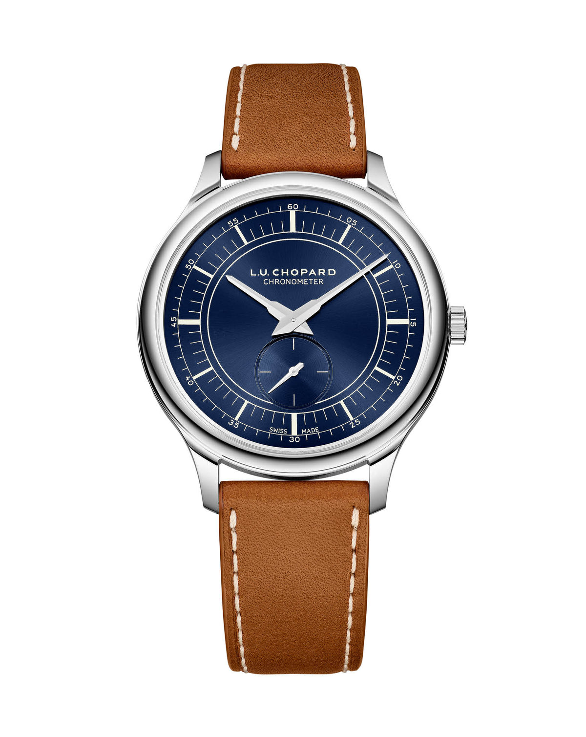 Chopard L.U.C XPS Prussian Blue 40mm, Lucent Steel, Pussian Blue dial, Brown Calfskin (Matt) with Hand Sewn Ecru Seam