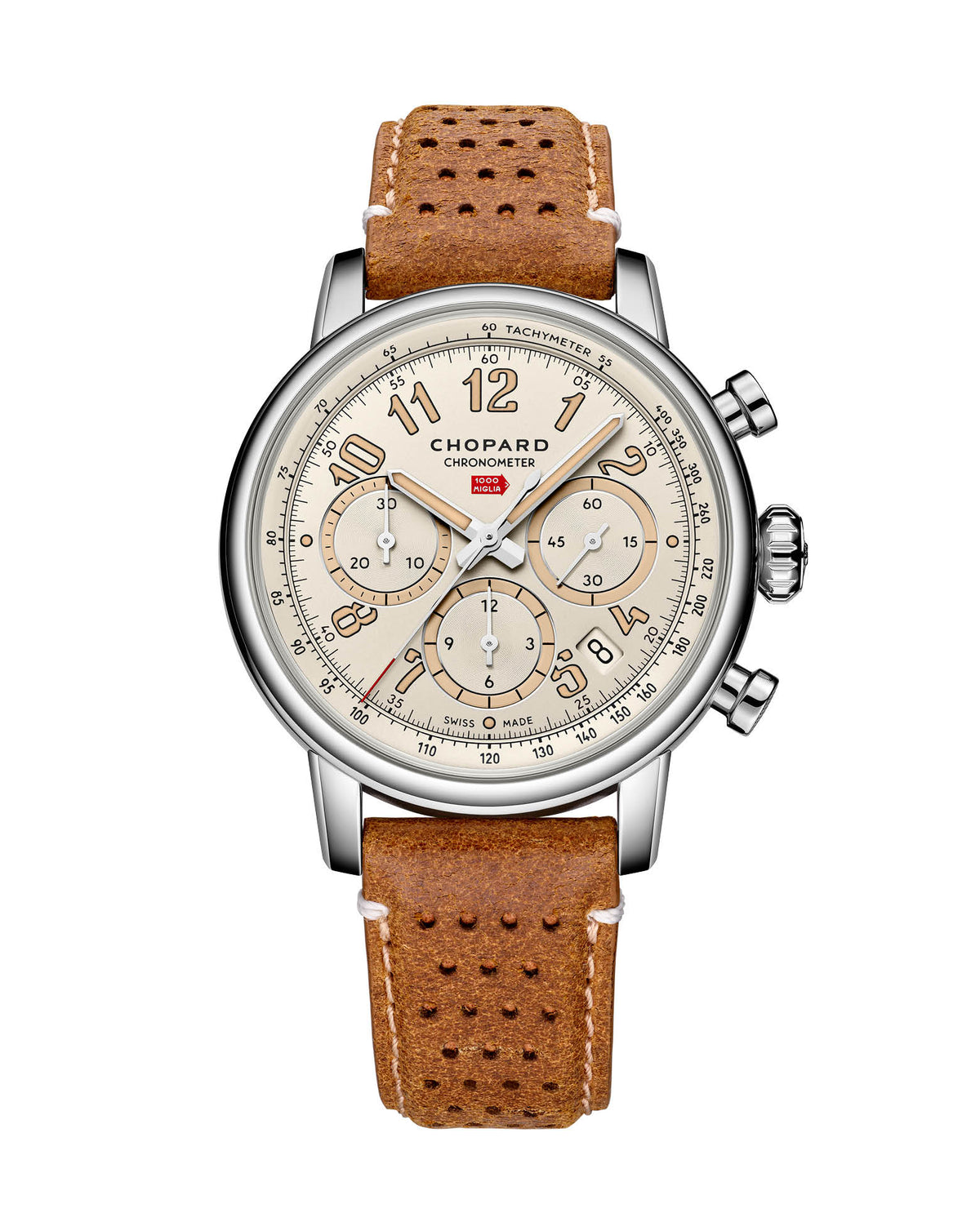 Chopard Mille Miglia Classic Chronograph 40.5mm, Lucent Steel, Eggshell Colour Dial, Brown Calfskin Leather Perforated (Vintage)