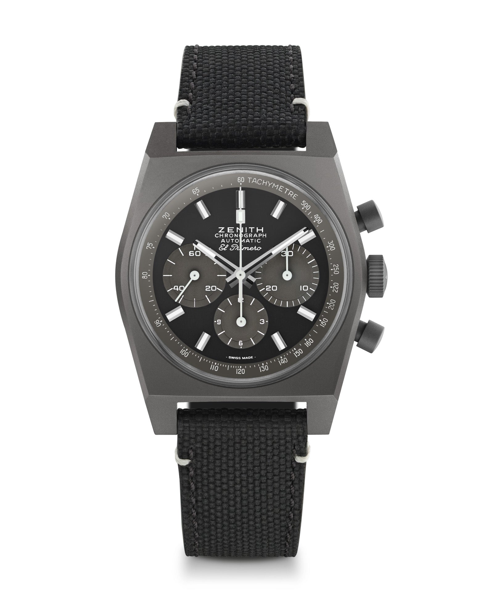 cortina ZENITH Chronomaster Revival Shadow 37mm Black Dial Black Rubber Strap