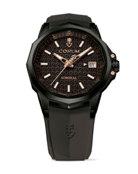 Corum Admiral Chronograph 38mm, Titanium with PVD Case, Black Dial, Black Rubber Strap