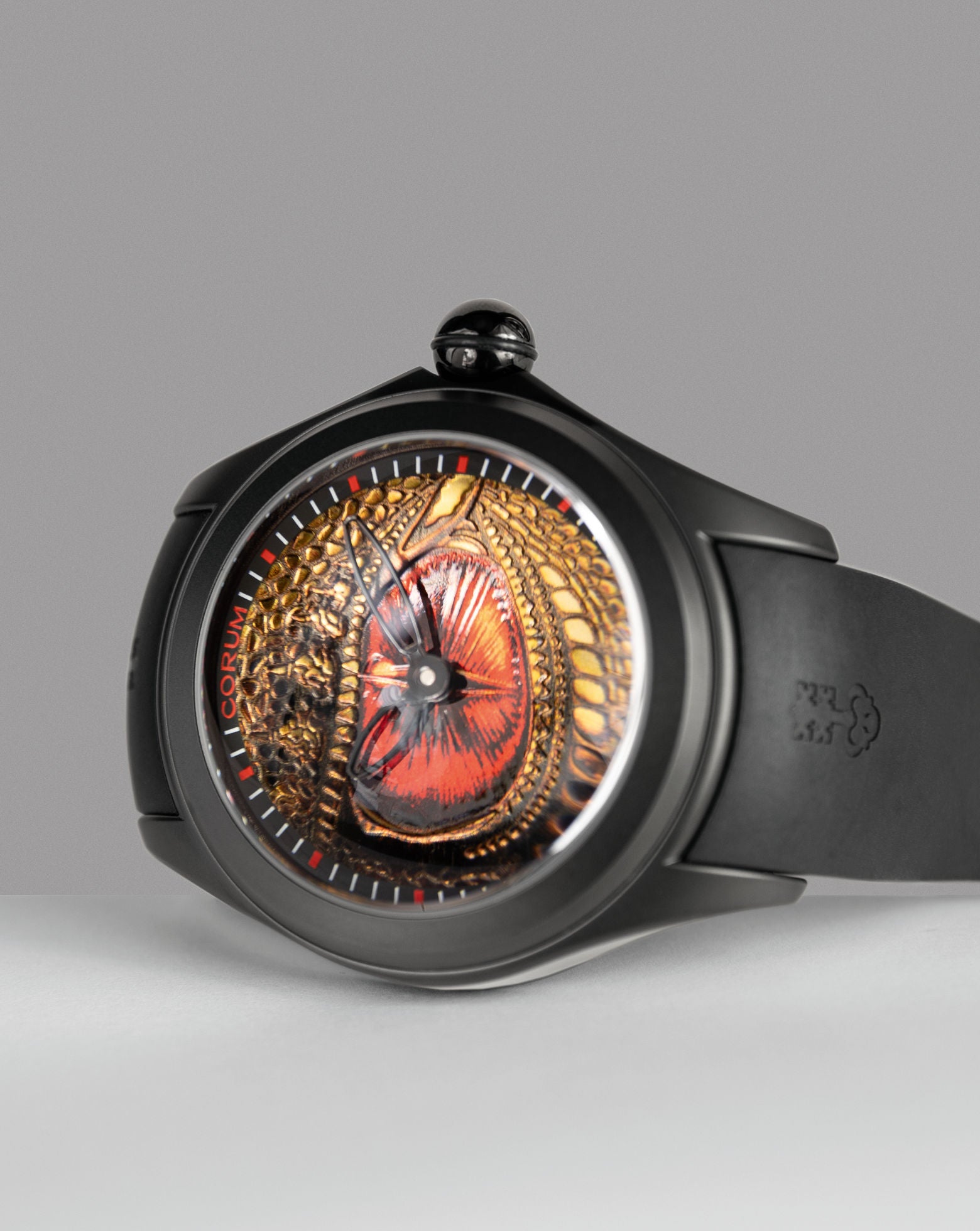 Corum Bubble 47 Dragon Eye, Stainless Steel with Black PVD Case, Black Rubber Strap