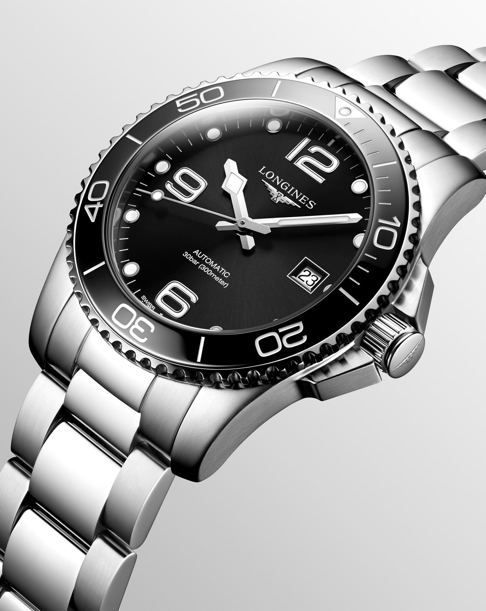 Longines Hydroconquest Automatic 41mm, Black Dial, Steel Strap