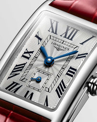 Longines Dolcevita, Silver Dial, Red Leather Strap