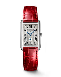 Longines Dolcevita, Silver Dial, Red Leather Strap