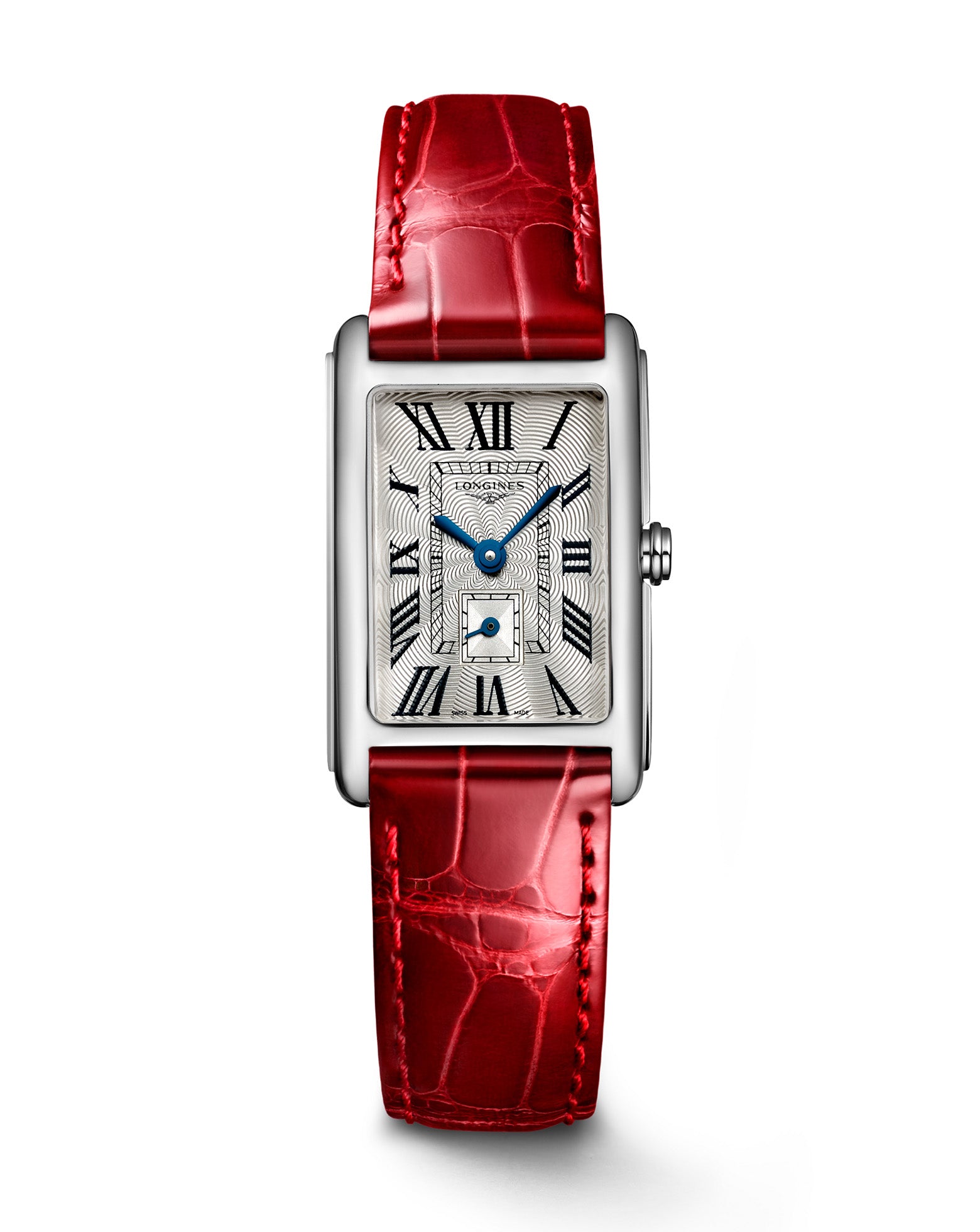 Longines Dolcevita, Silver Dial, Red Leather Strap
