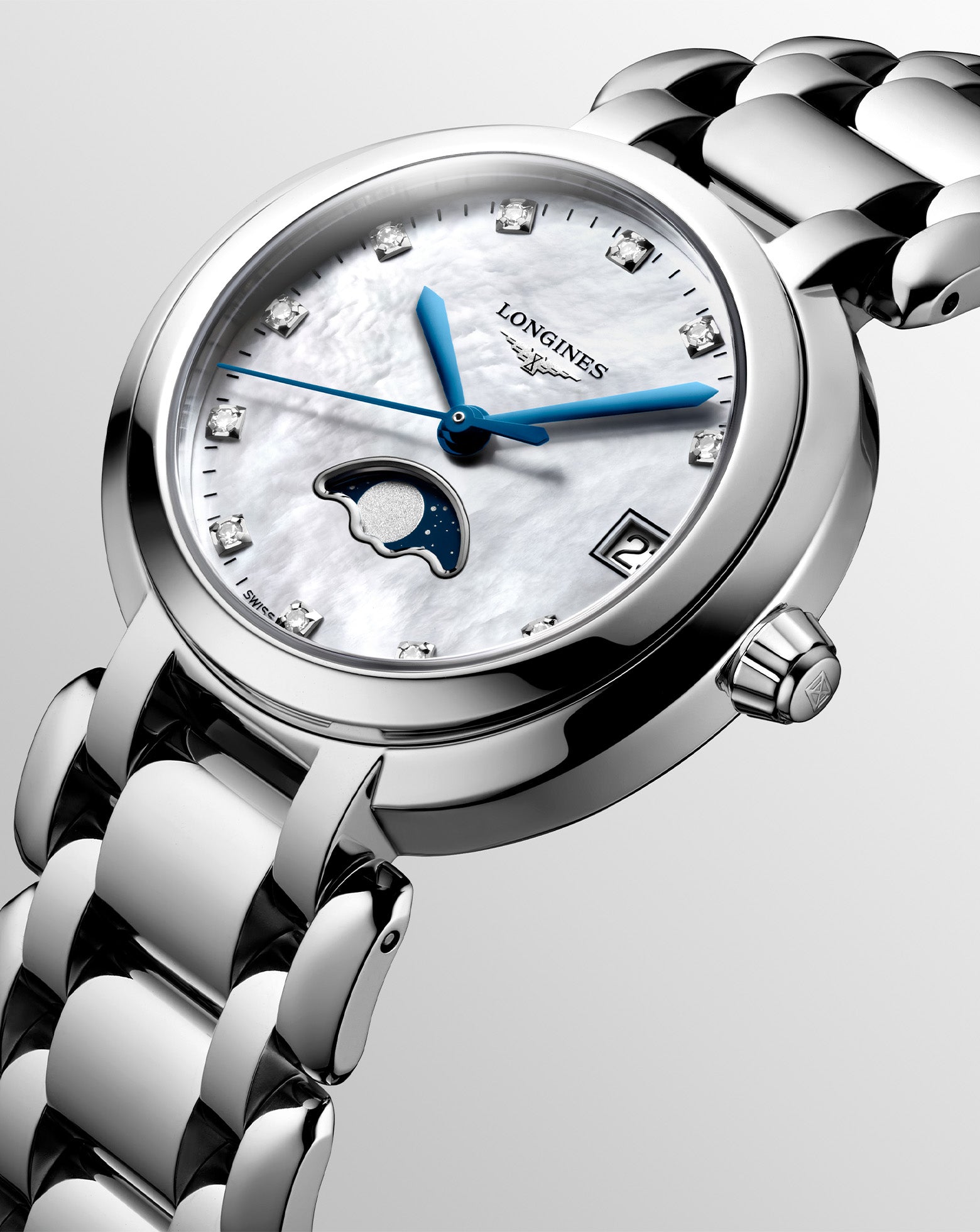 Longines Primaluna Quartz 30.5mm, White Mother of Pearl Dial, Stainless Steel