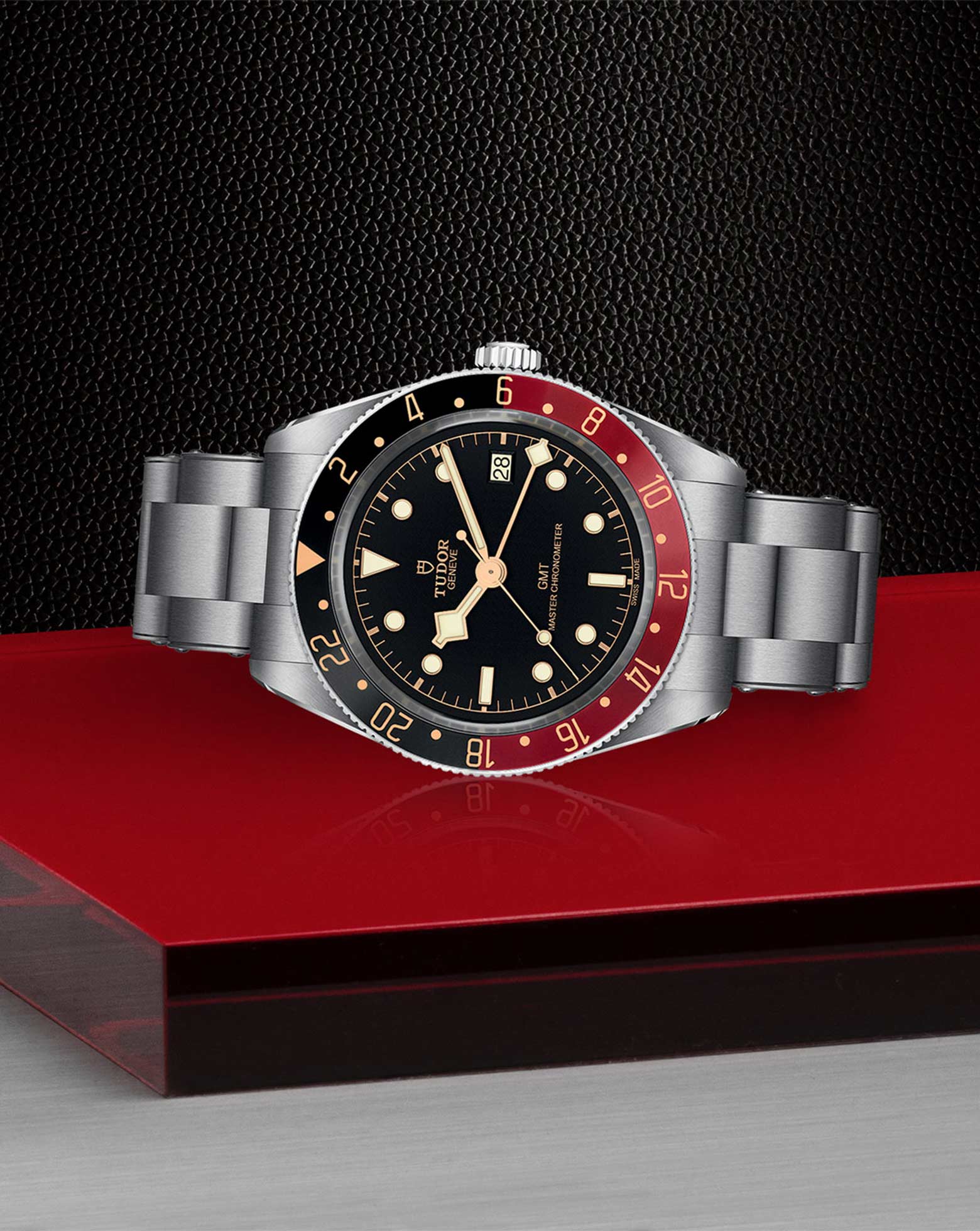 TUDOR Black Bay 58 GMT 39mm, Steel Case, Black and Burgundy Bezel, Black Dial