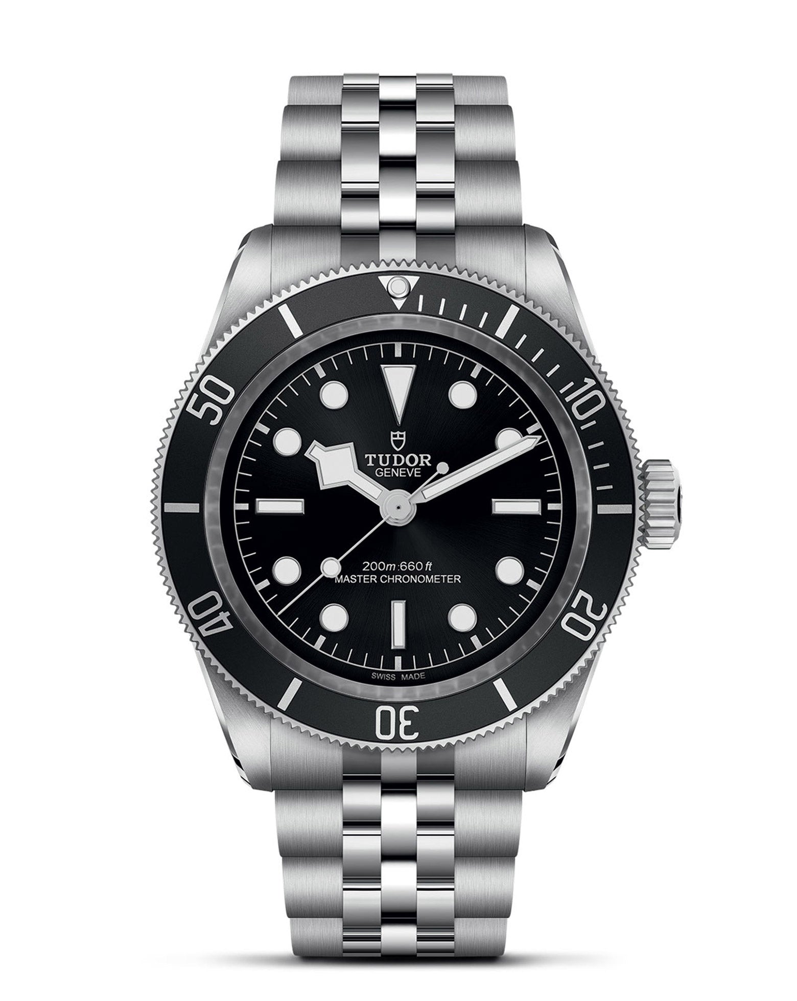 TUDOR Black Bay 41mm,  Steel Case, Steel Bracelet, Black Dial with silver-coloured applied hour markers